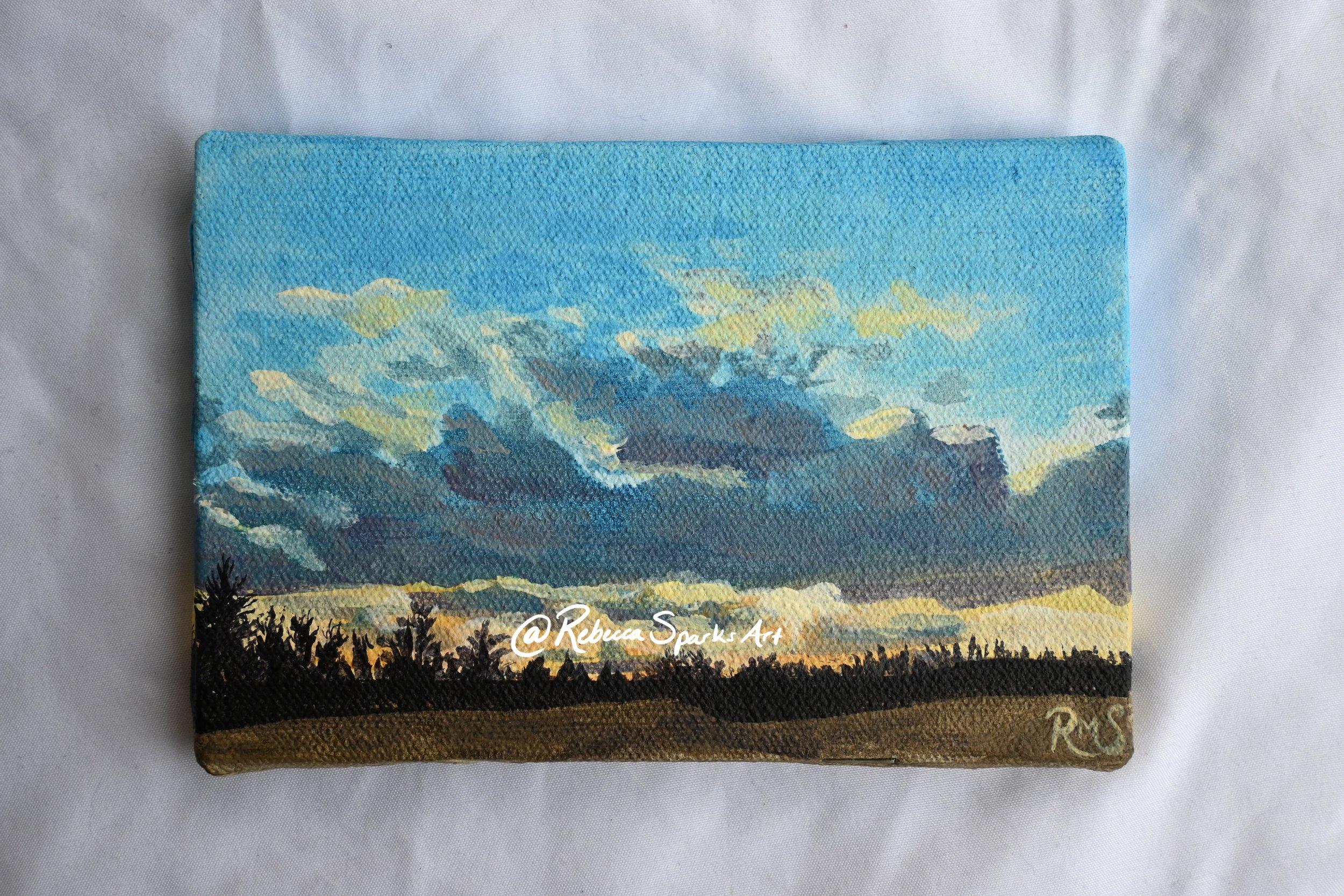 Glowing Goodbye - 4"x6", Acrylic on canvas