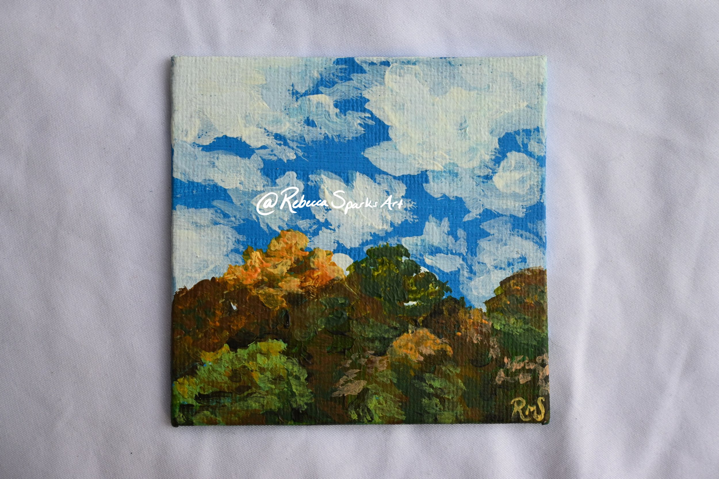First Autumn Colors - 4"x4", Acrylic on canvas panel