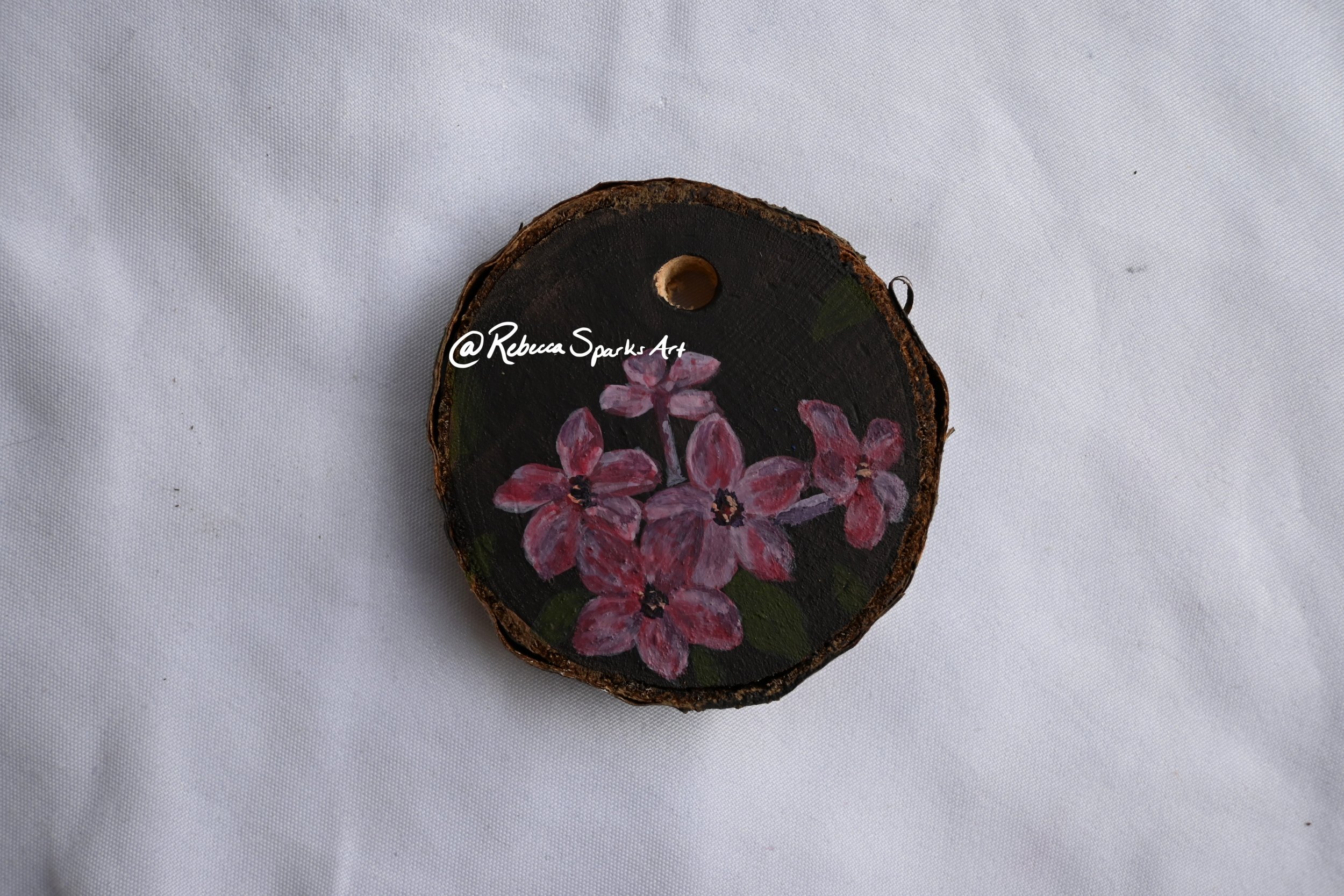 Phlox - 2.5" diameter, Acrylic on tree cookie