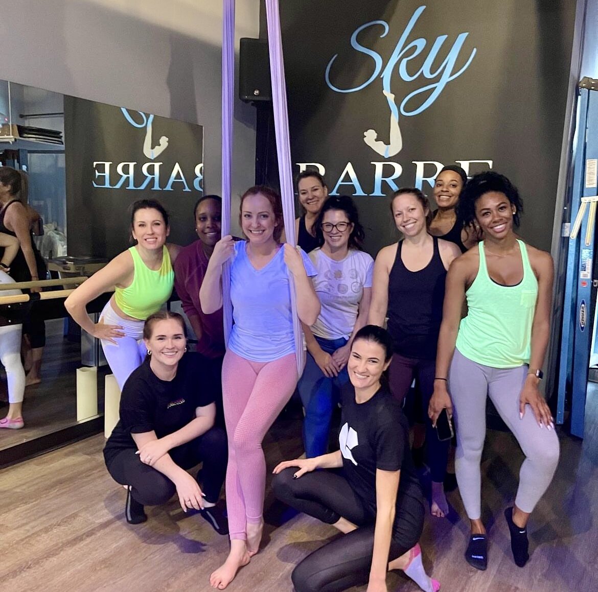 The sky&rsquo;s the limit 🌟

Start your week off strong with an aerial class at The Sky Barre 💪

📸: @paigejohnson_atl

#madisonyards #madisonyardsatl #mymadisonyards #discoveratl #skybarreatl