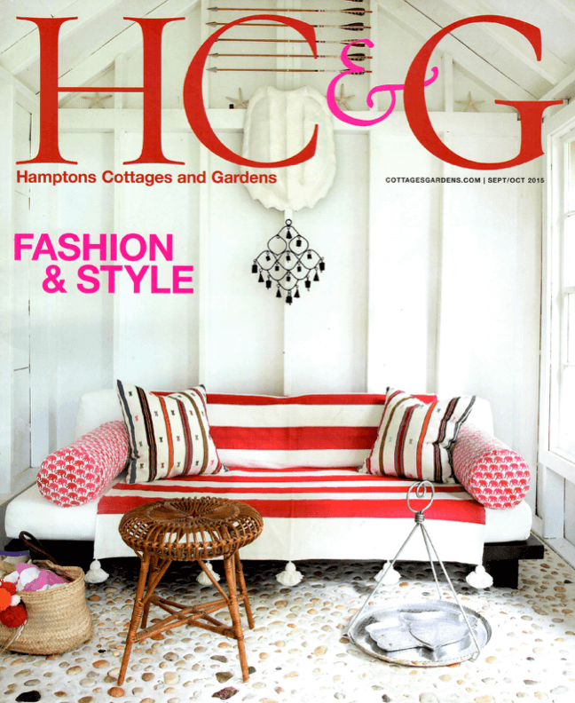 Hamptons Cottages and Gardens Magazine with a press article of top interior designer Birgit Klein.