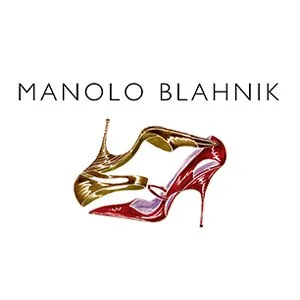 Manolo Blahnik logo with a stylized high-heeled shoe illustration