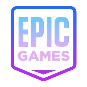 Epic Games logo with a shield shape and gradient purple and blue colors