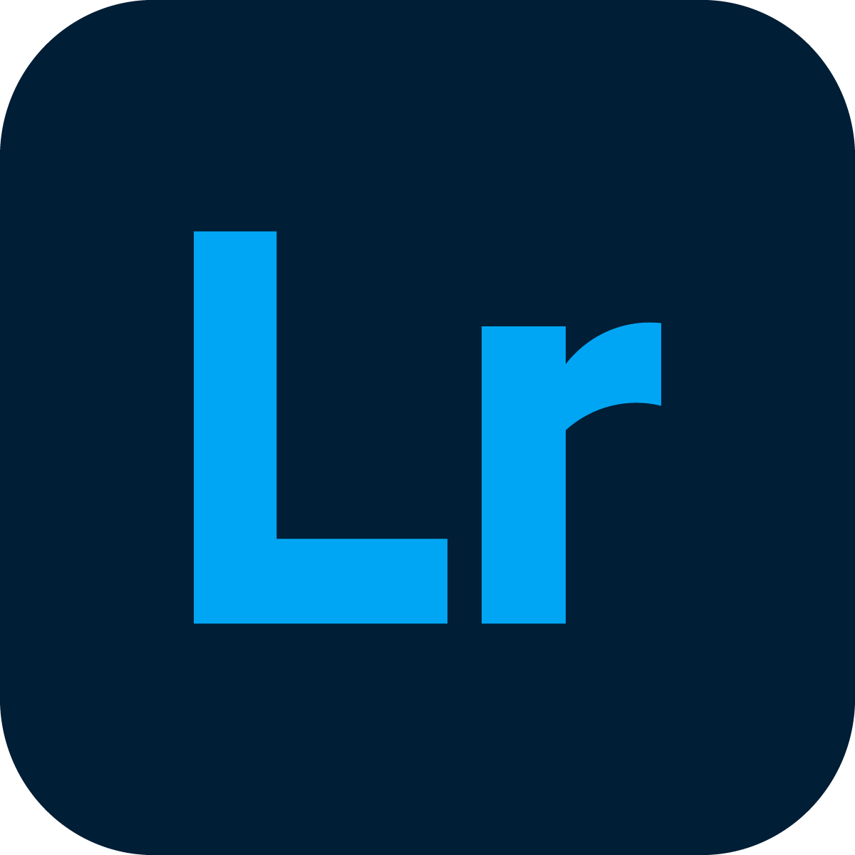 Blue icon with a large letter 'L' and a smaller letter 'r' on a dark background.