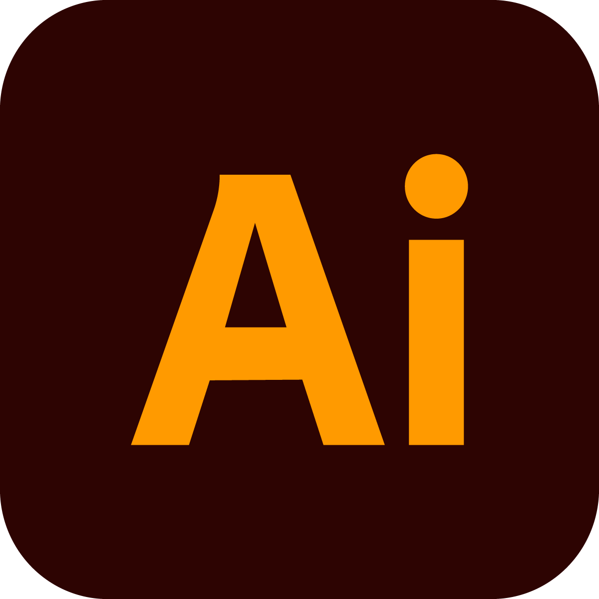 Adobe Illustrator logo with large orange letters "Ai" on a dark background.