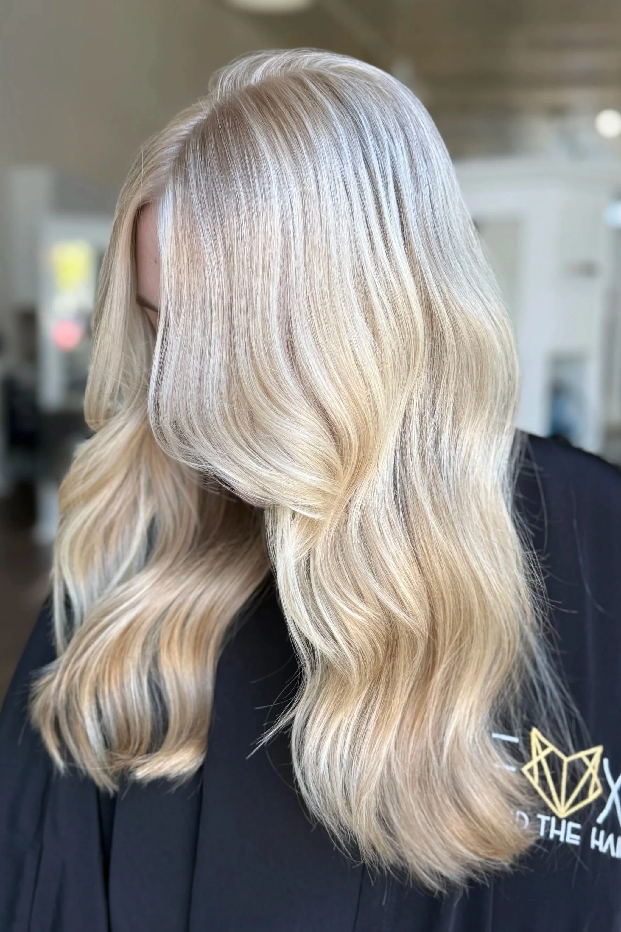 front side view of girl with blonde hair