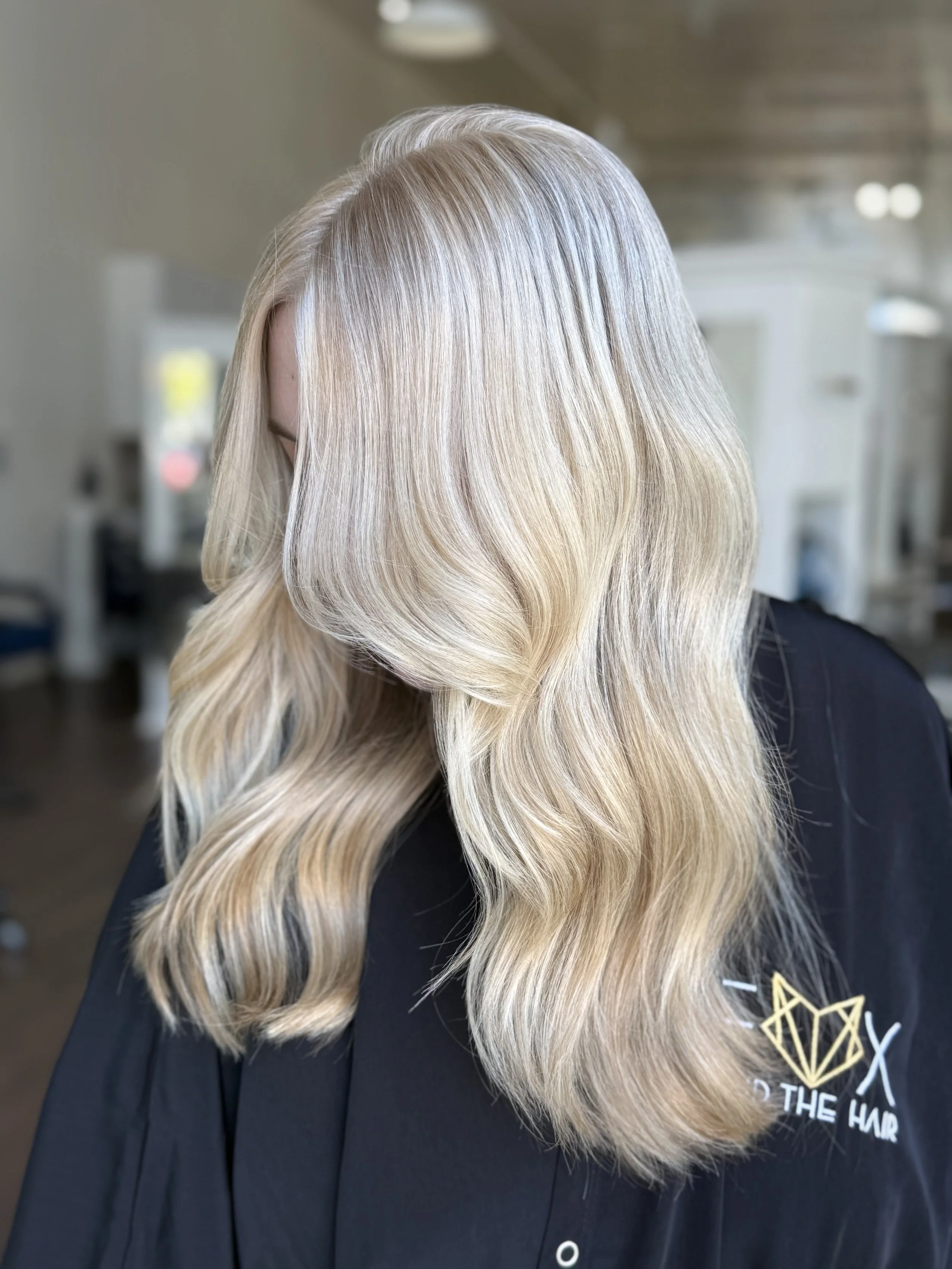 front side view of girl with blonde hair