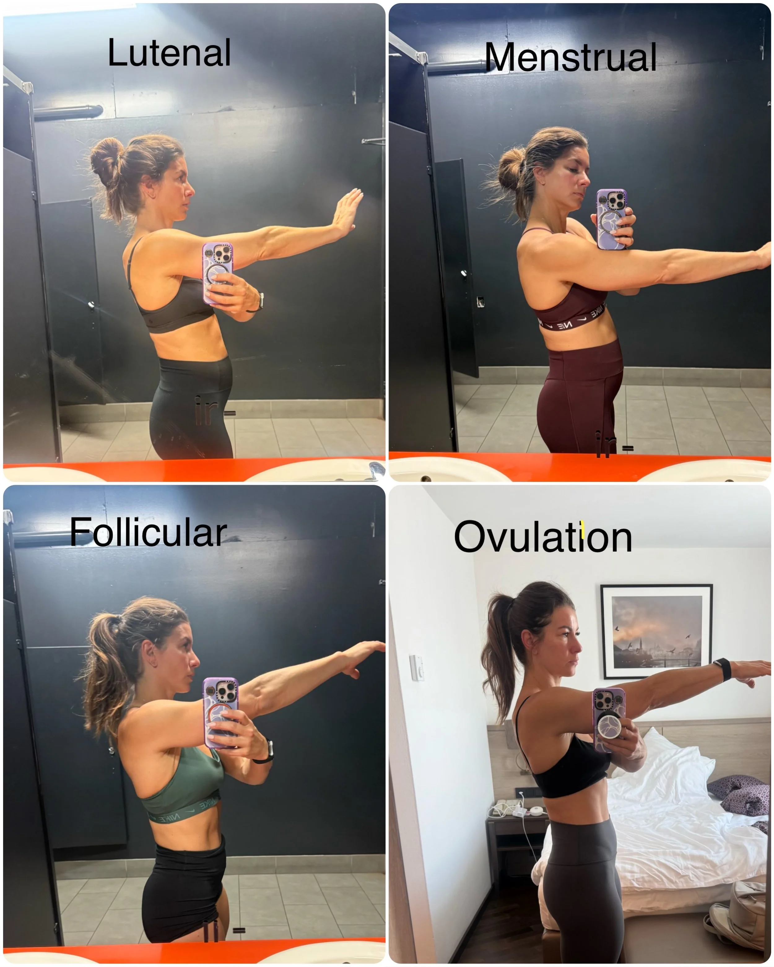 My girls please stop harassing yourselves!!!

This was a major pain in my 🍑 to remember to take photos in each phase of my cycle but I love you and I NEEDED you to see that every healthy body fluctuates. 

There&rsquo;s been a theme lately with the 