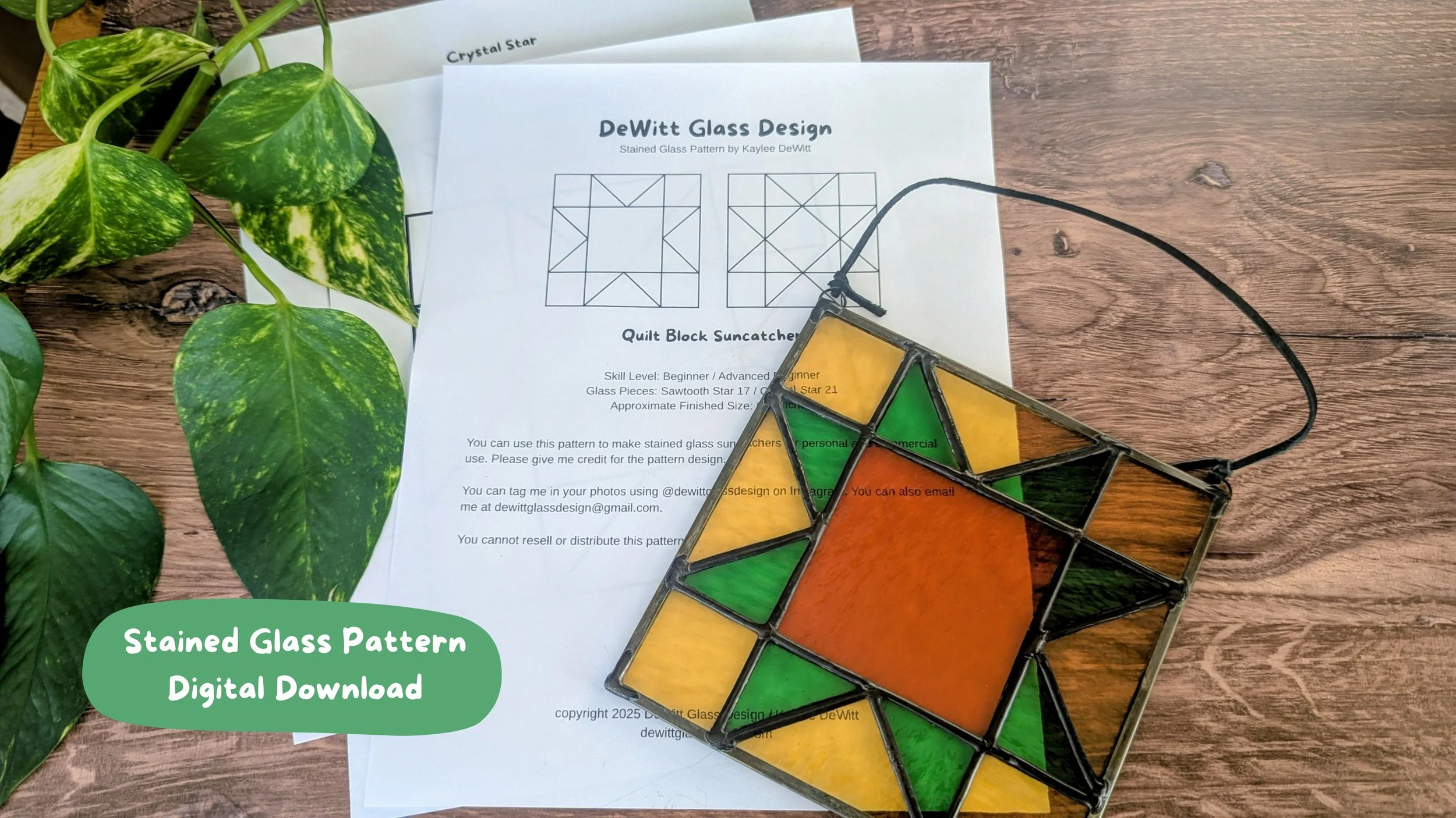 Quilt Suncatcher Stained Glass Pattern