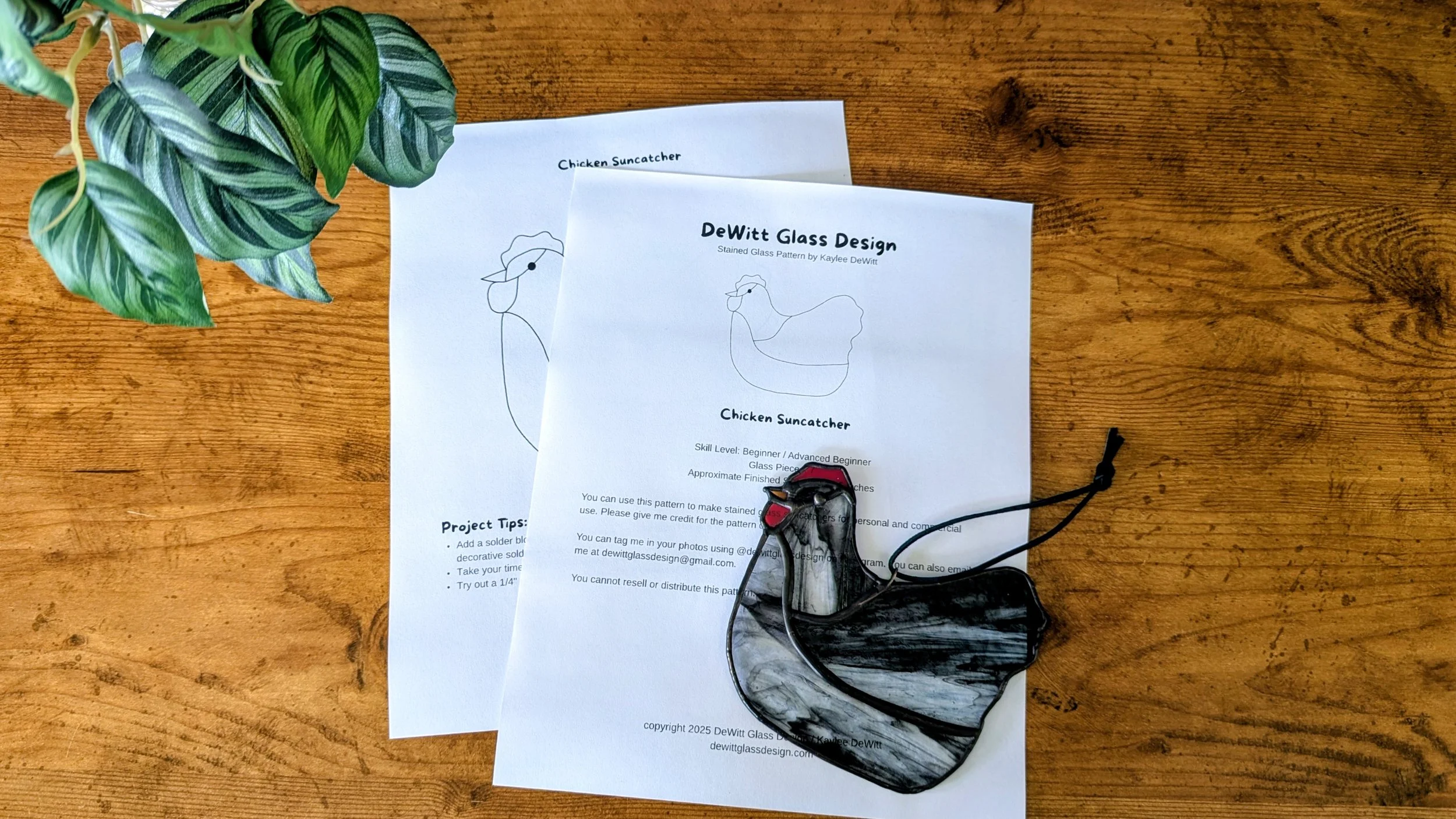 Chicken Suncatcher Stained Glass Pattern