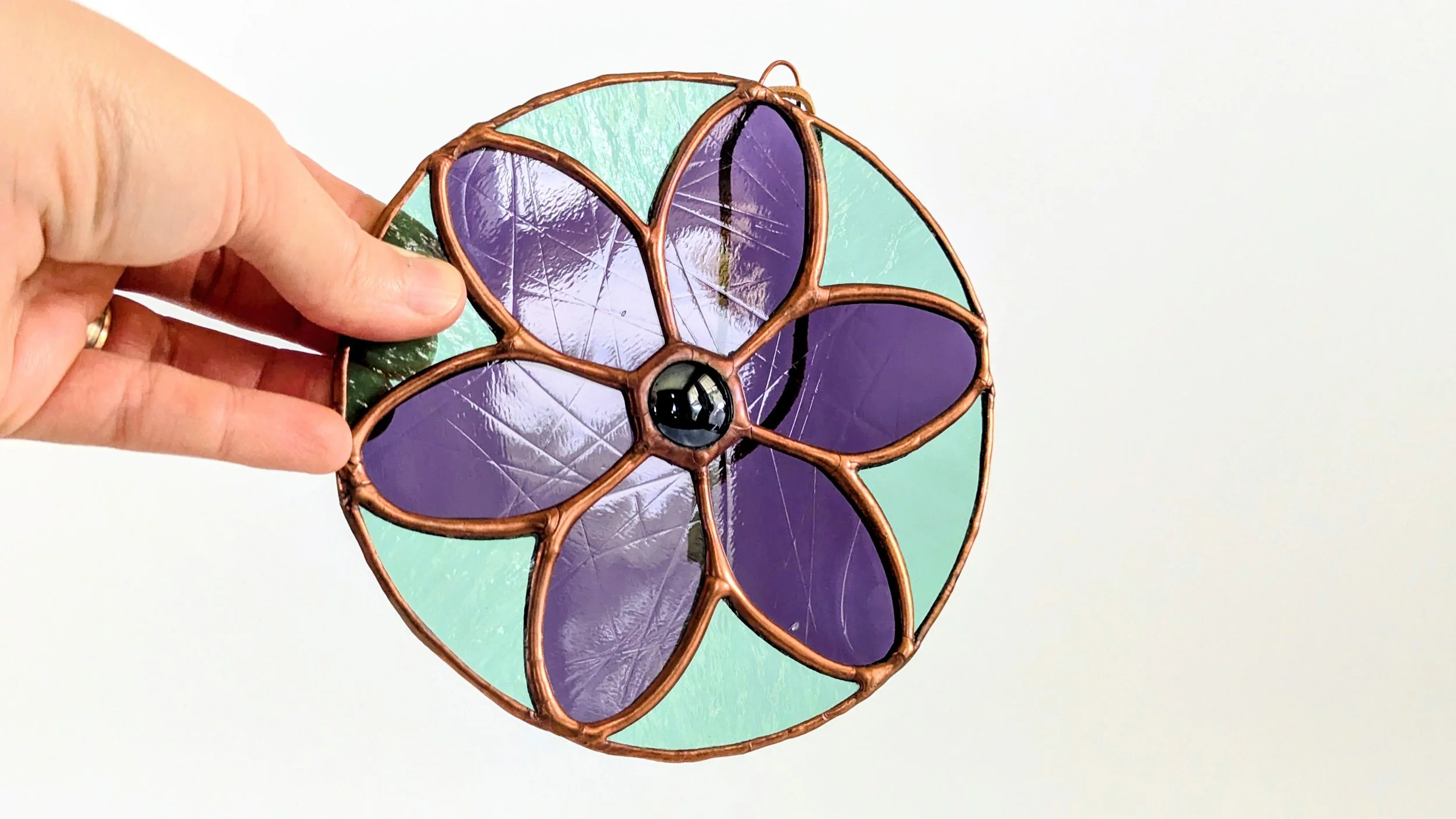 Round Flower Suncatcher - Purple + Green