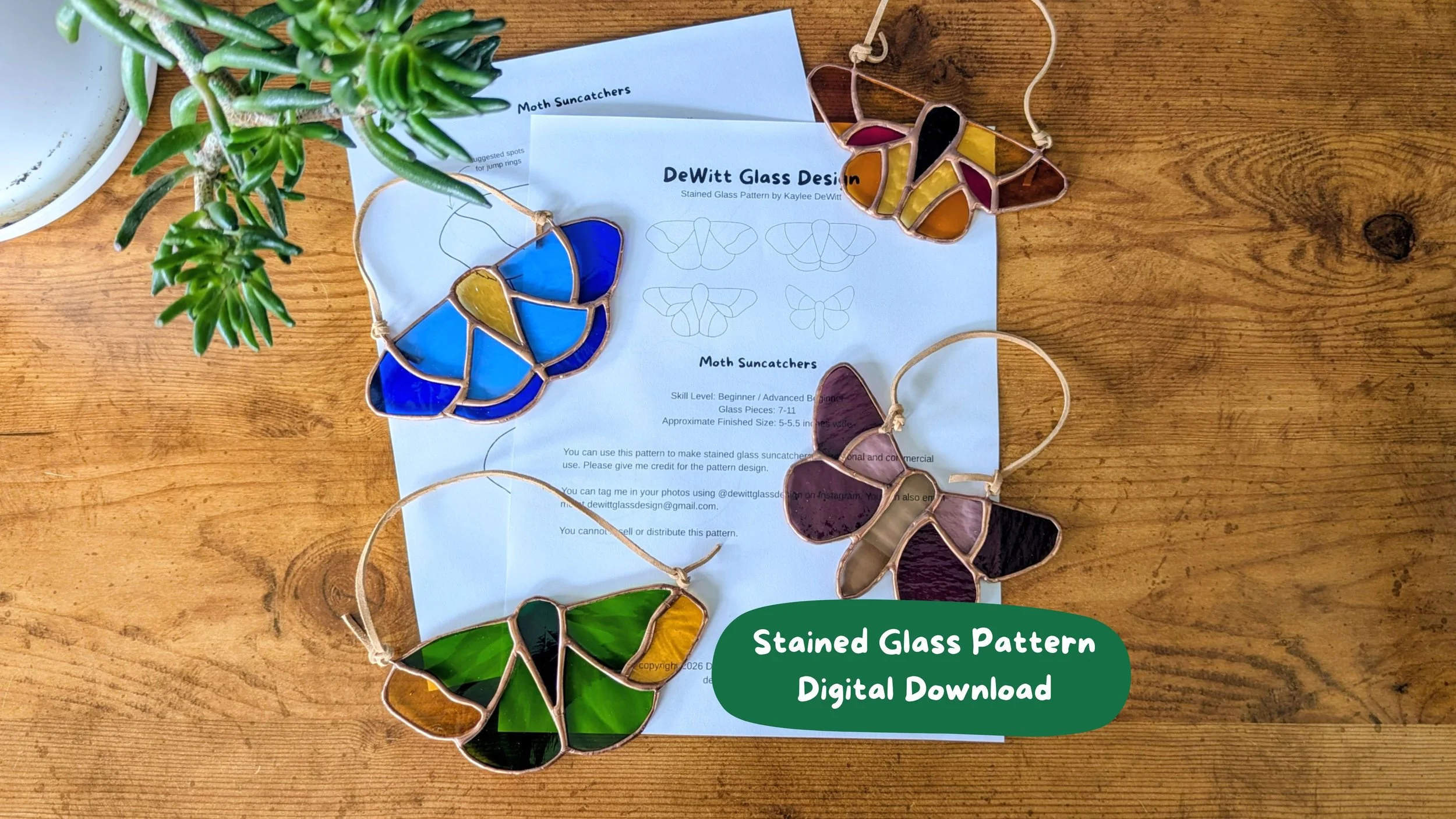 Moth Suncatcher Stained Glass Pattern