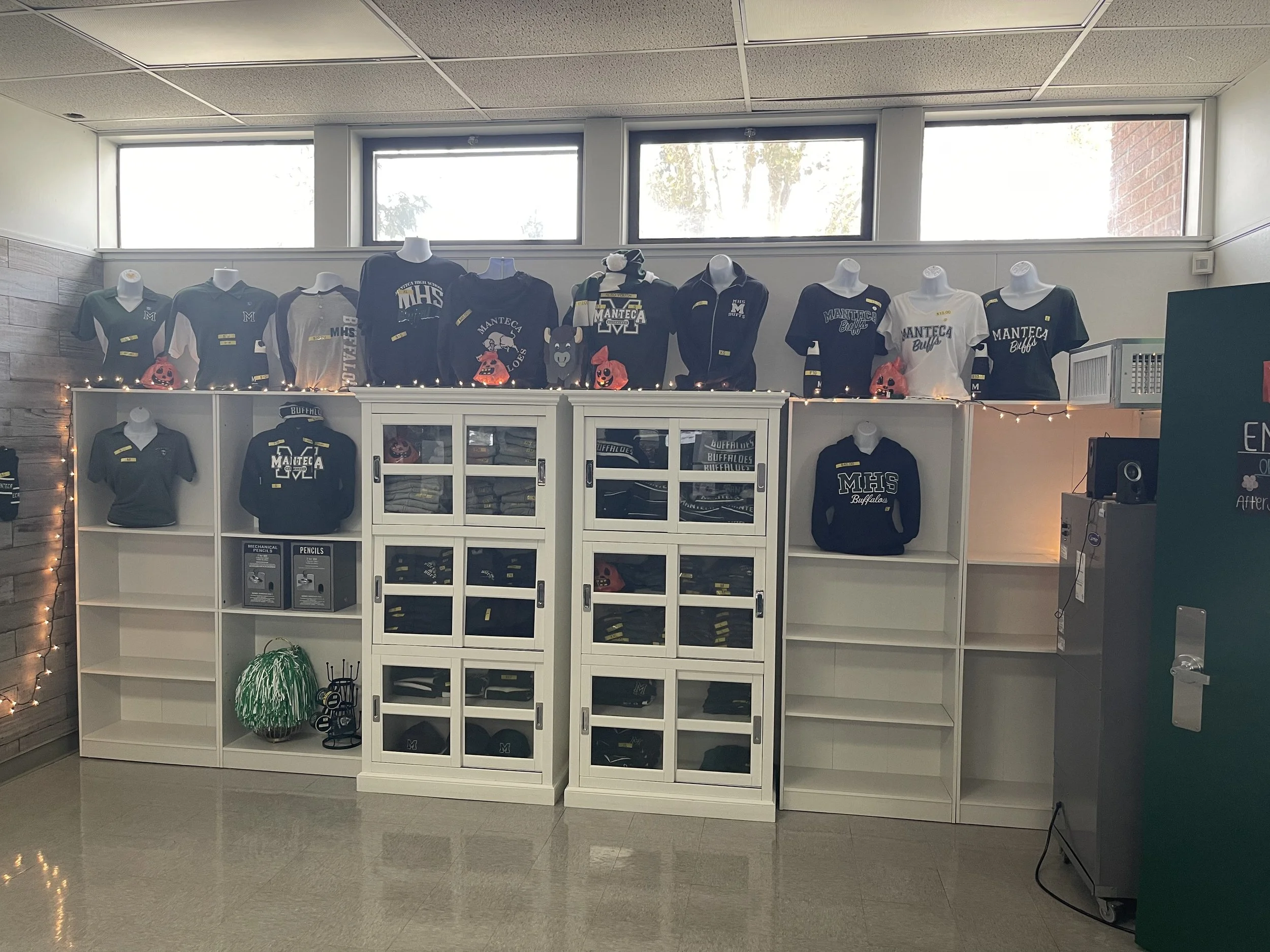  BRYAN LOPEZ/The Tower  Manteca High Student Store shows its stock in shirts and pants on Oct, 31, 2022.&nbsp; 