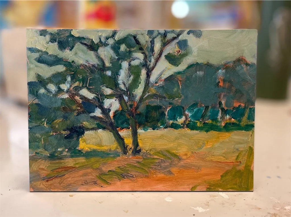 South Austin Park, oil on panel, 5 x 7", oil on panel. $300