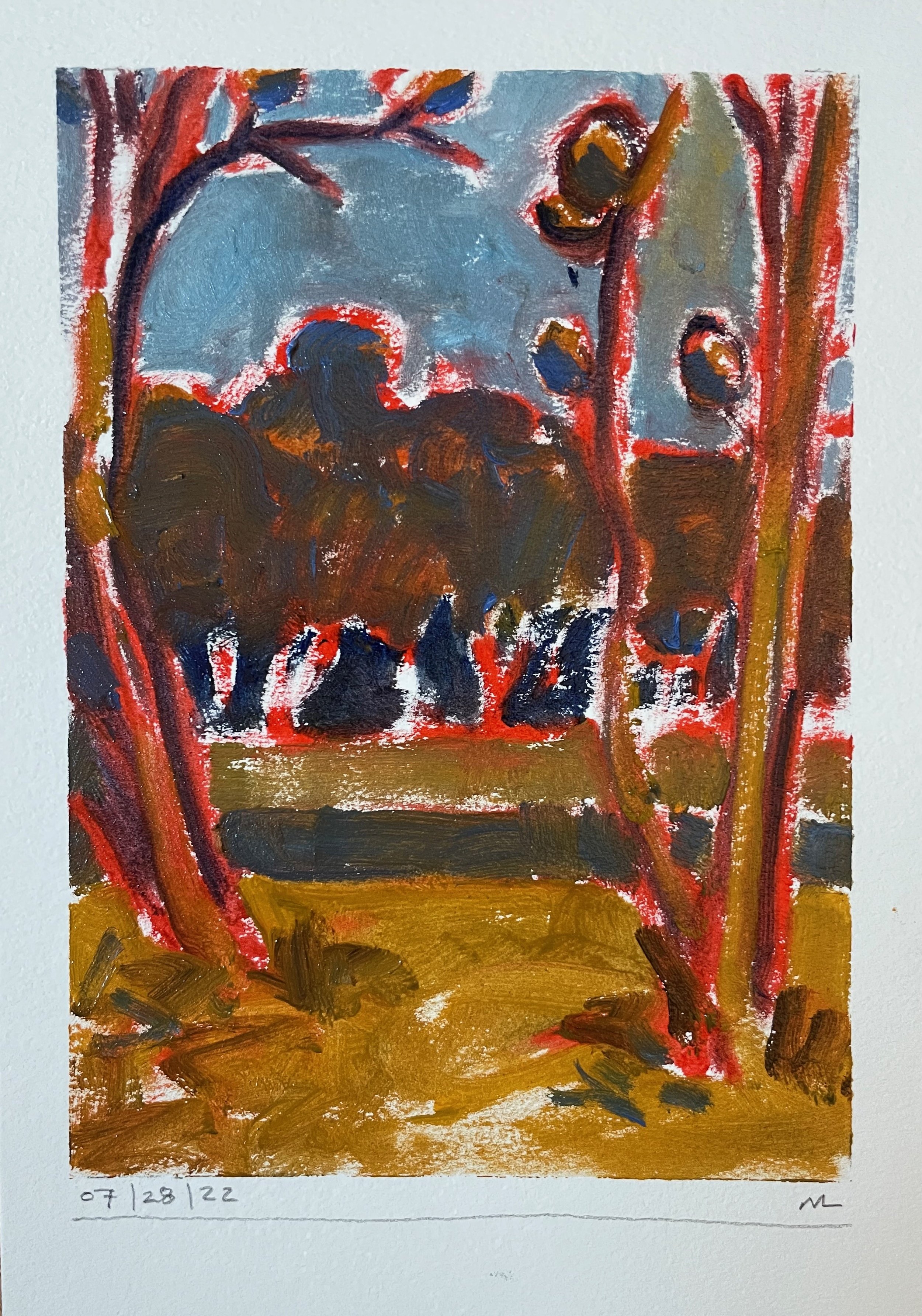 07/28/22, Oil on paper, 9x12"