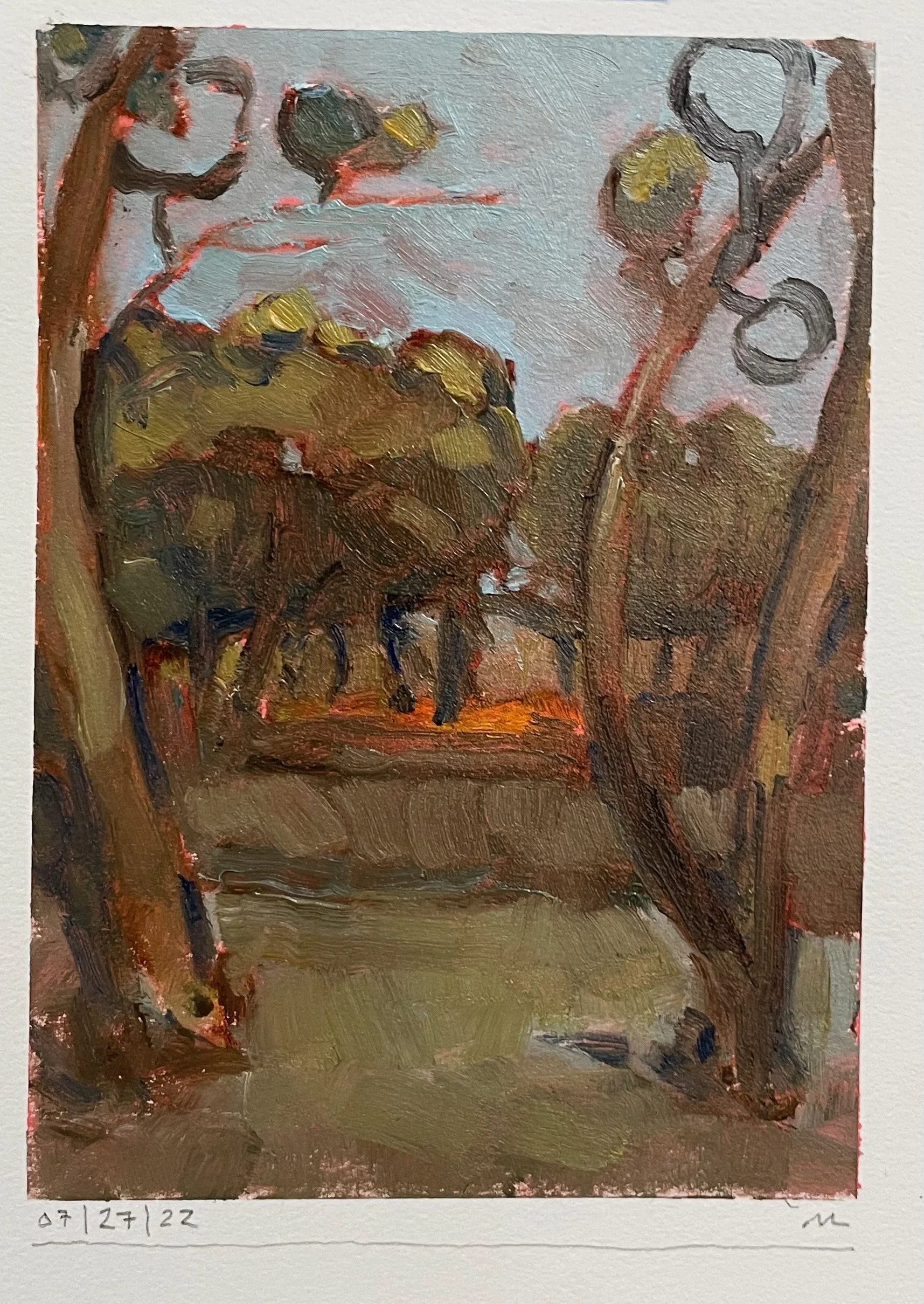 07/27/22. Oil on paper, 9x12"