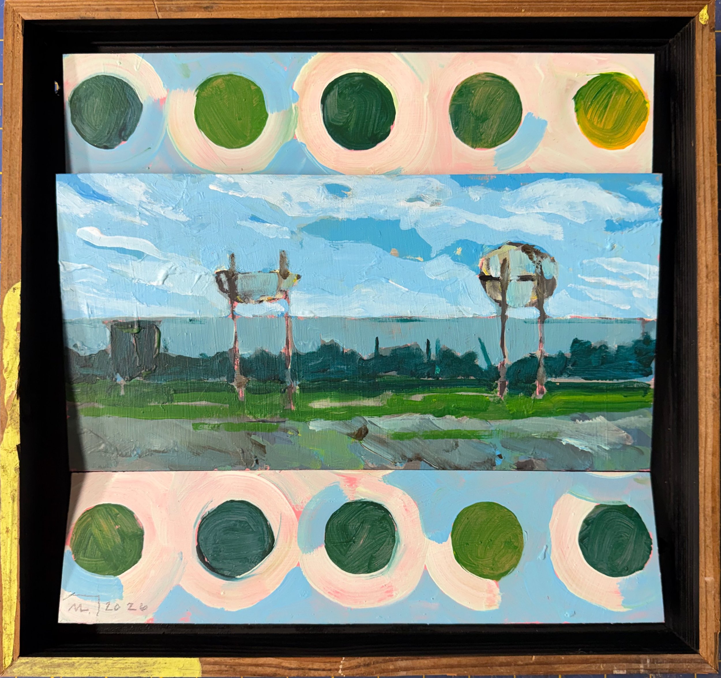 St. Ed's Ballfield/experiment, acrylic on panels, 