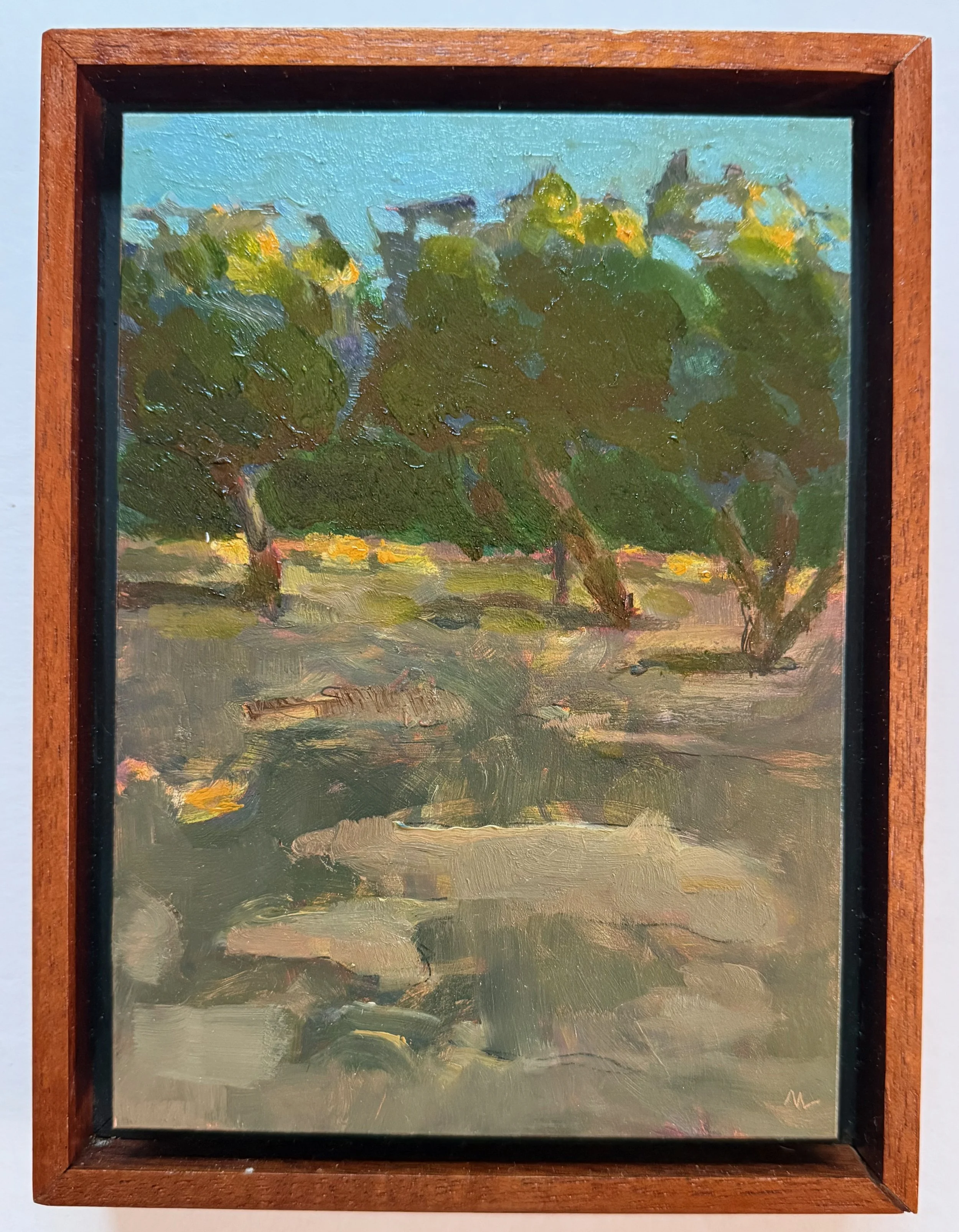 10.14.2022 S.A. Park. Oil on panel, 5x7", plus frame
