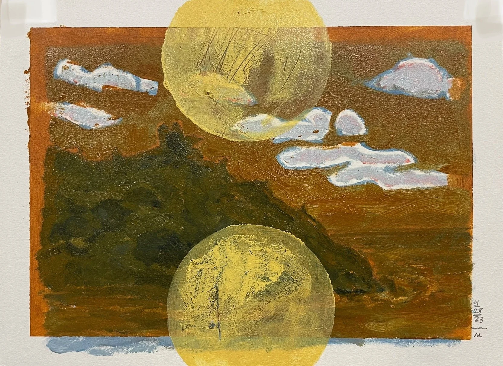 01/28/23 (Spain), Oil on paper, 9x12"