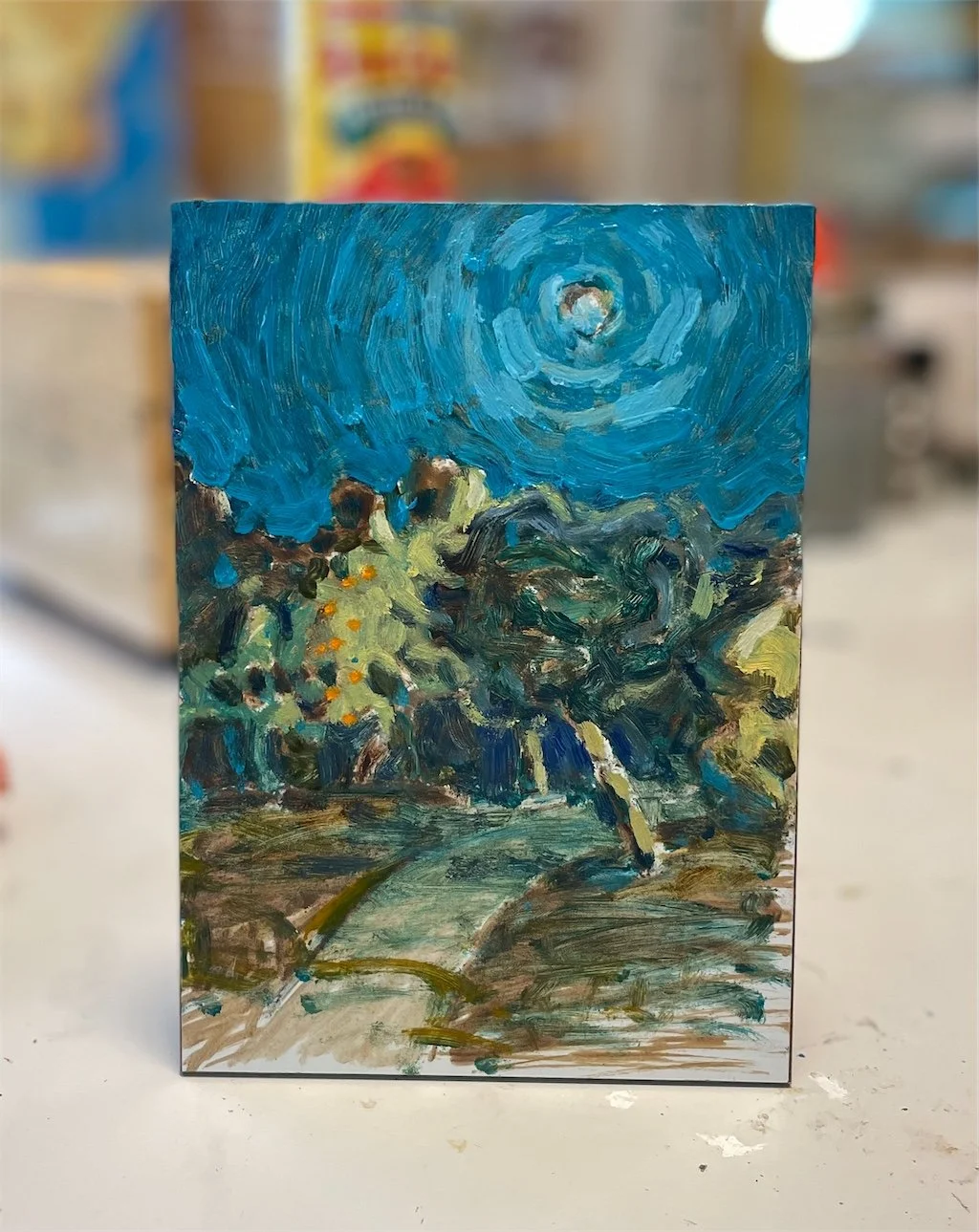 Moonset South Austin Park 11.2021, 5 x 7", oil on panel. $300 / Sold