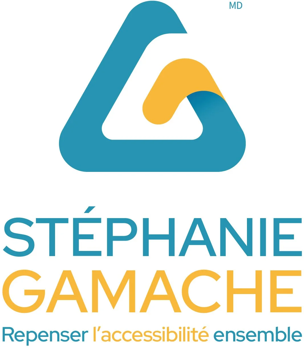 Logo marque déposée et Stéphanie Gamache, slogan: repenser l'accessibilité ensemble