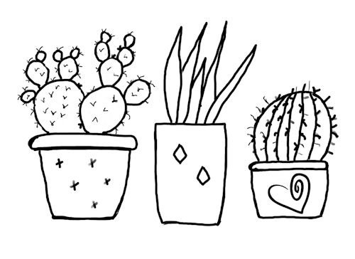  free coloring page cactus 