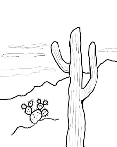  free coloring page cactus 