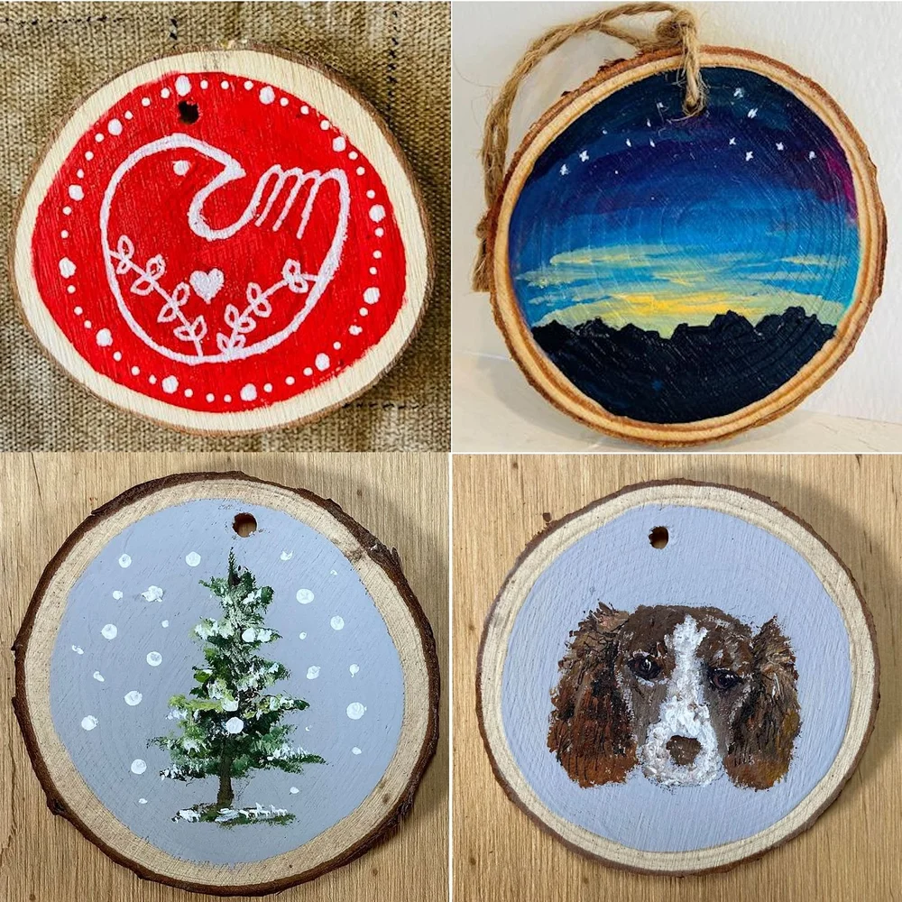 Painted Wood Round Christmas Ornaments — Spruce & Fjell
