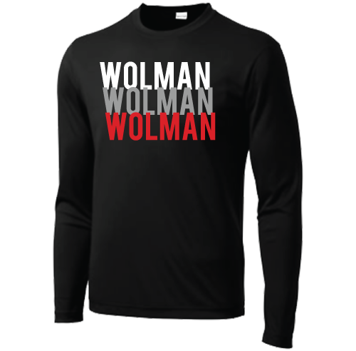Black Wolman Dri-Fit Long Sleeve Tee