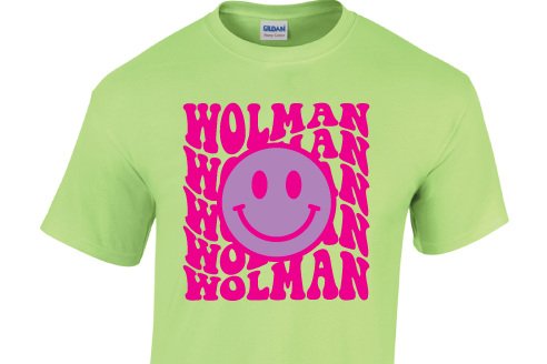 '24-'25 Smiley Wolman Short Sleeve or Long Sleeve T-Shirt, Crew Neck Sweatshirt