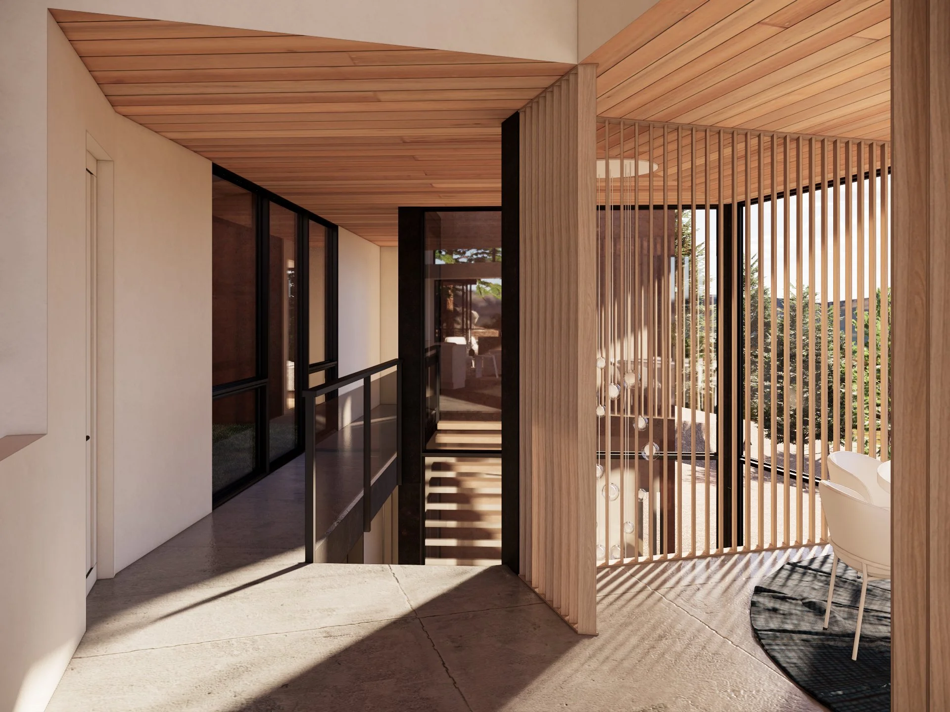 Boulder Retreat rendering of upper hallway