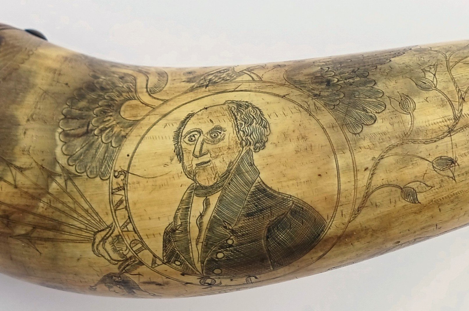 The “John Quincy Adams” Tansel Powder Horn from Kentucky ©
