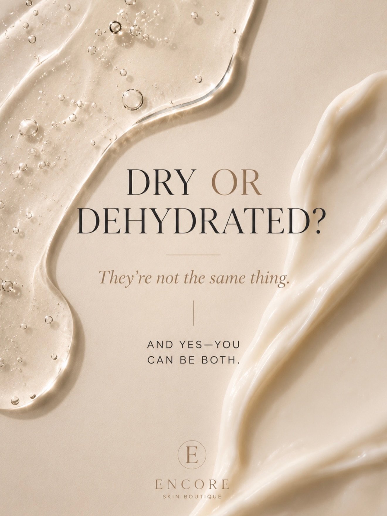 Dry and dehydrated skin are not the same thing&mdash;and your skin can absolutely be both.

Dehydrated skin needs water-binding hydration. Dry skin needs the oils, lipids and nutrients that help support a healthy skin barrier. And when you&rsquo;re d