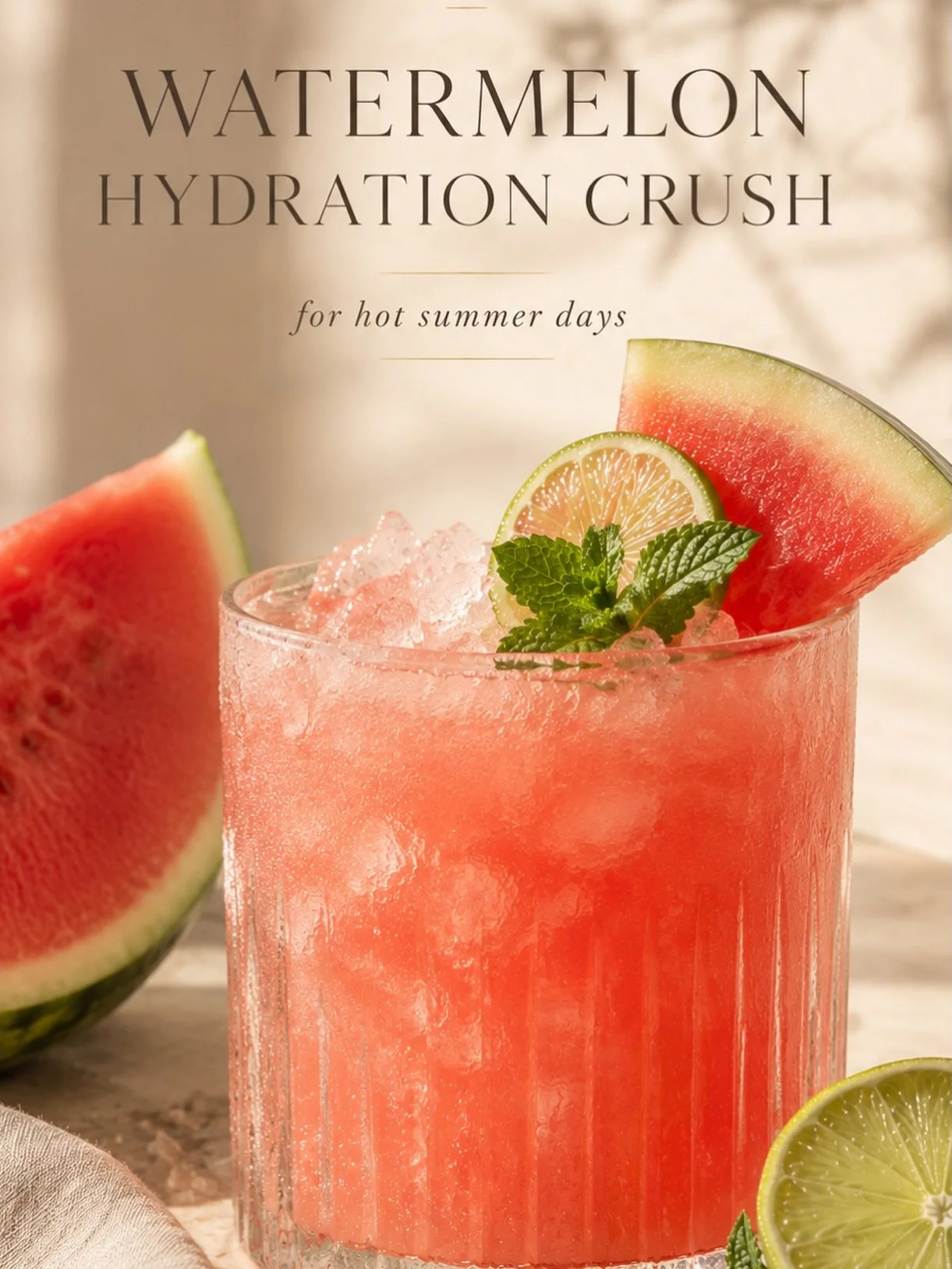 Watermelon Hydration Crush 🍉

With the heat turning up, this is such an easy&mdash;and delicious&mdash;way to support hydration.

Blend together:
🍉 1 cup watermelon
🥥 2 cups coconut water
🍋&zwj;🟩 Juice of &frac12;&ndash;1 lime
🧂 A pinch of mine