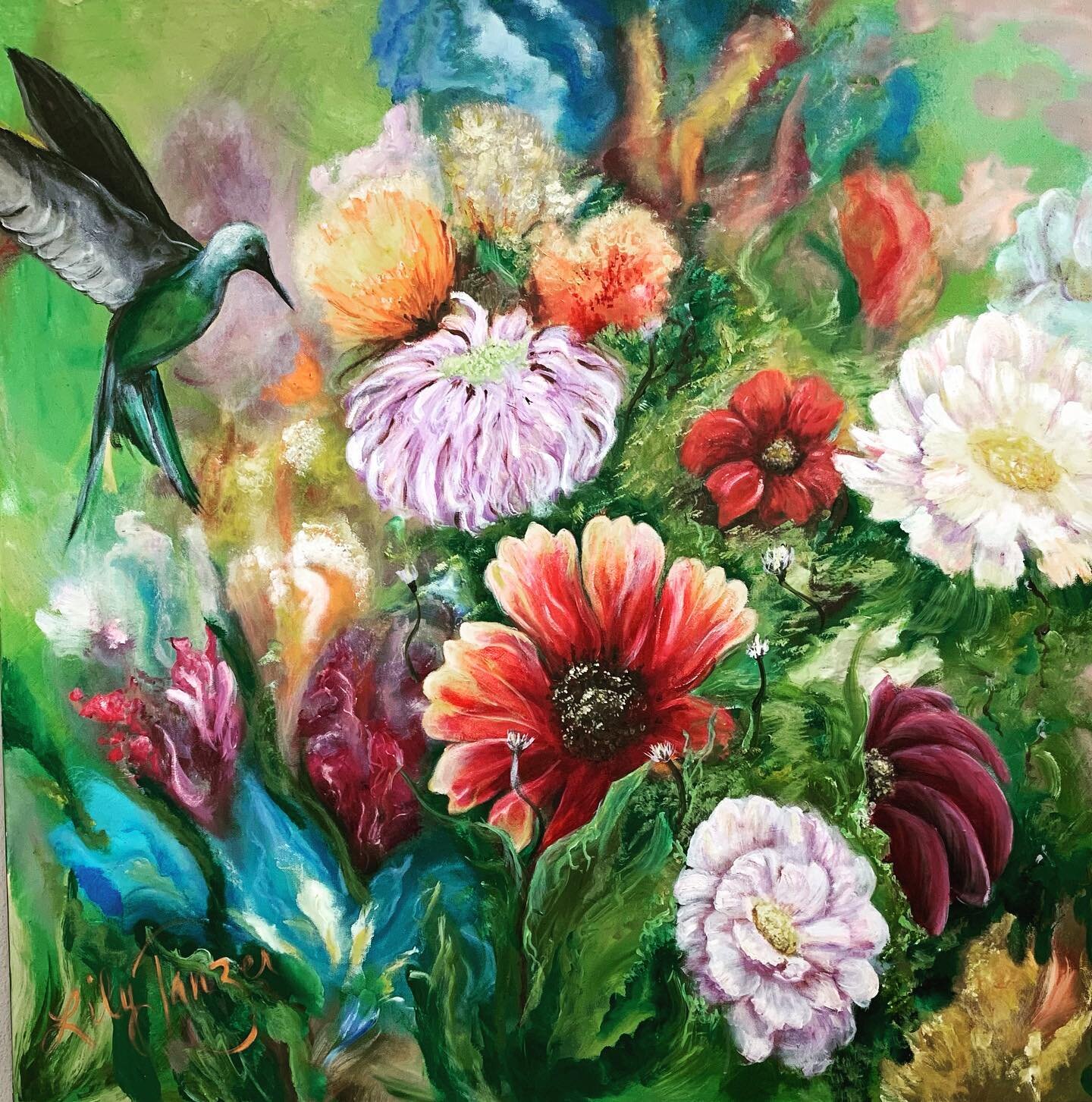 2023 is blooming. Step into a year of color and magic! 30&rdquo;x30&rdquo; oil on canvas