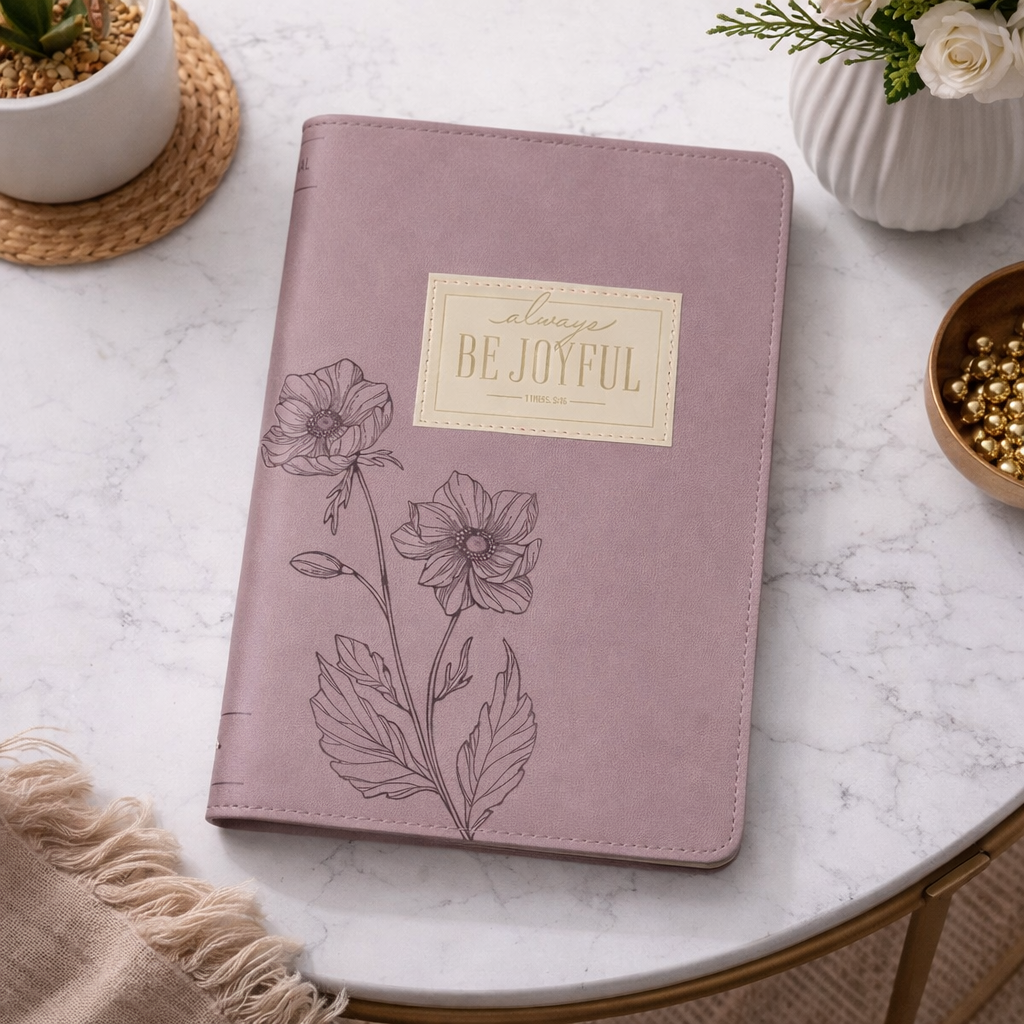 Journal Classic Zip Dusty Mauve Be Joyful 1 Thess. 5:16