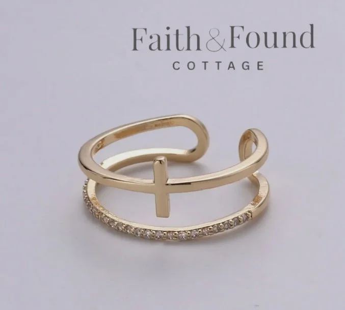 Adjustable Gold Stacked Cross Ring FREE SHIPPING!