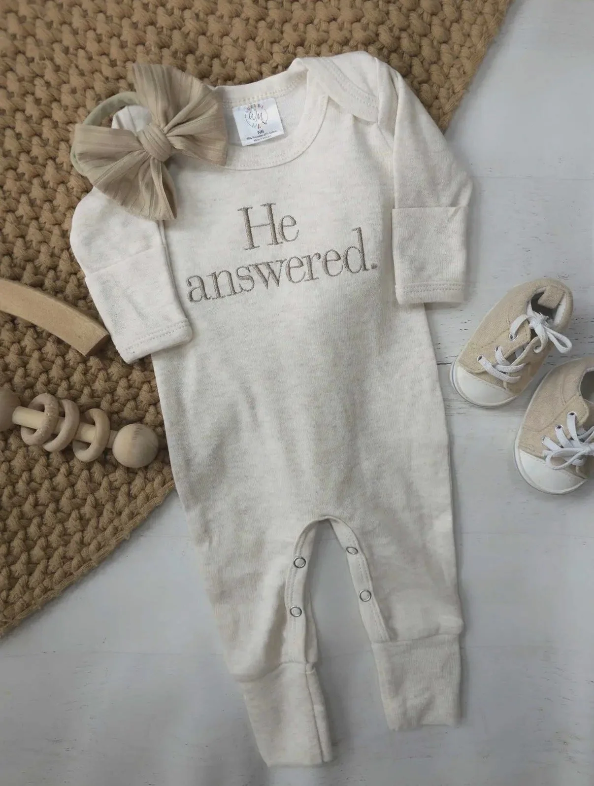 Baby Romper | He Answered. 0-3 months