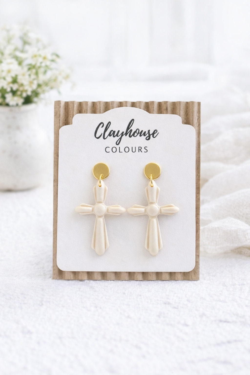Cross Clay Earrings