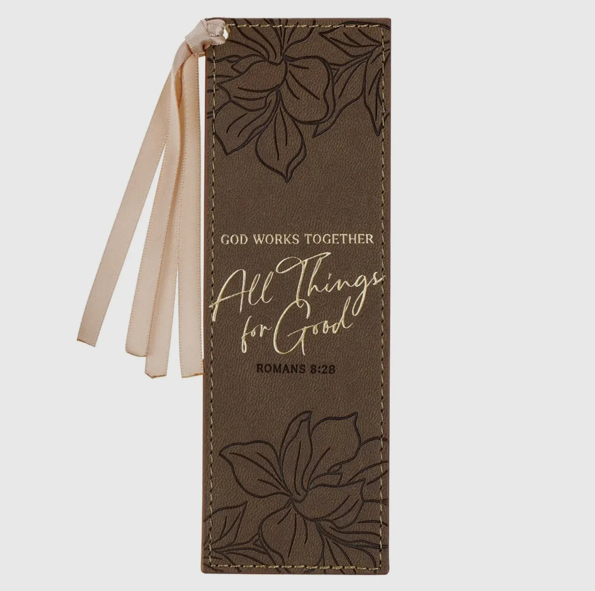 Bookmarks Faux Leather Brown God Works For Good