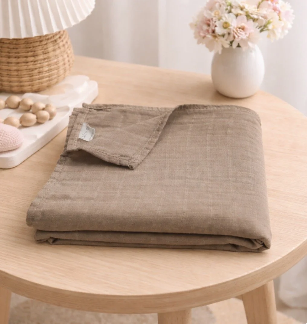 Bamboo Muslin Swaddle Blanket (Taupe)