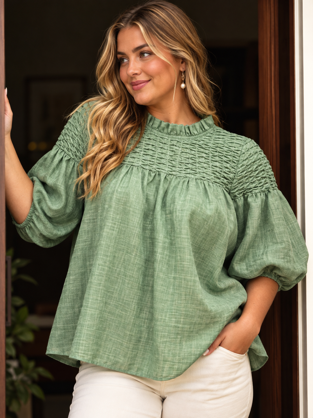 Coming soon! Plus Bubble Sleeve Blouse