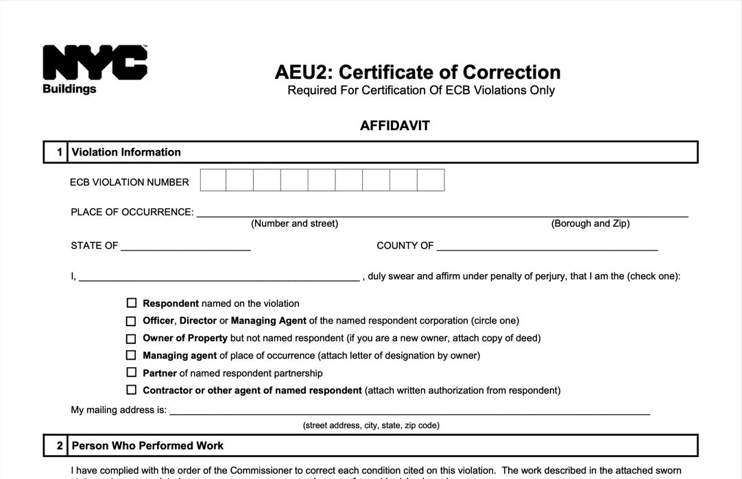 NYC DOB Certificate of Correction Services — Vio Correct