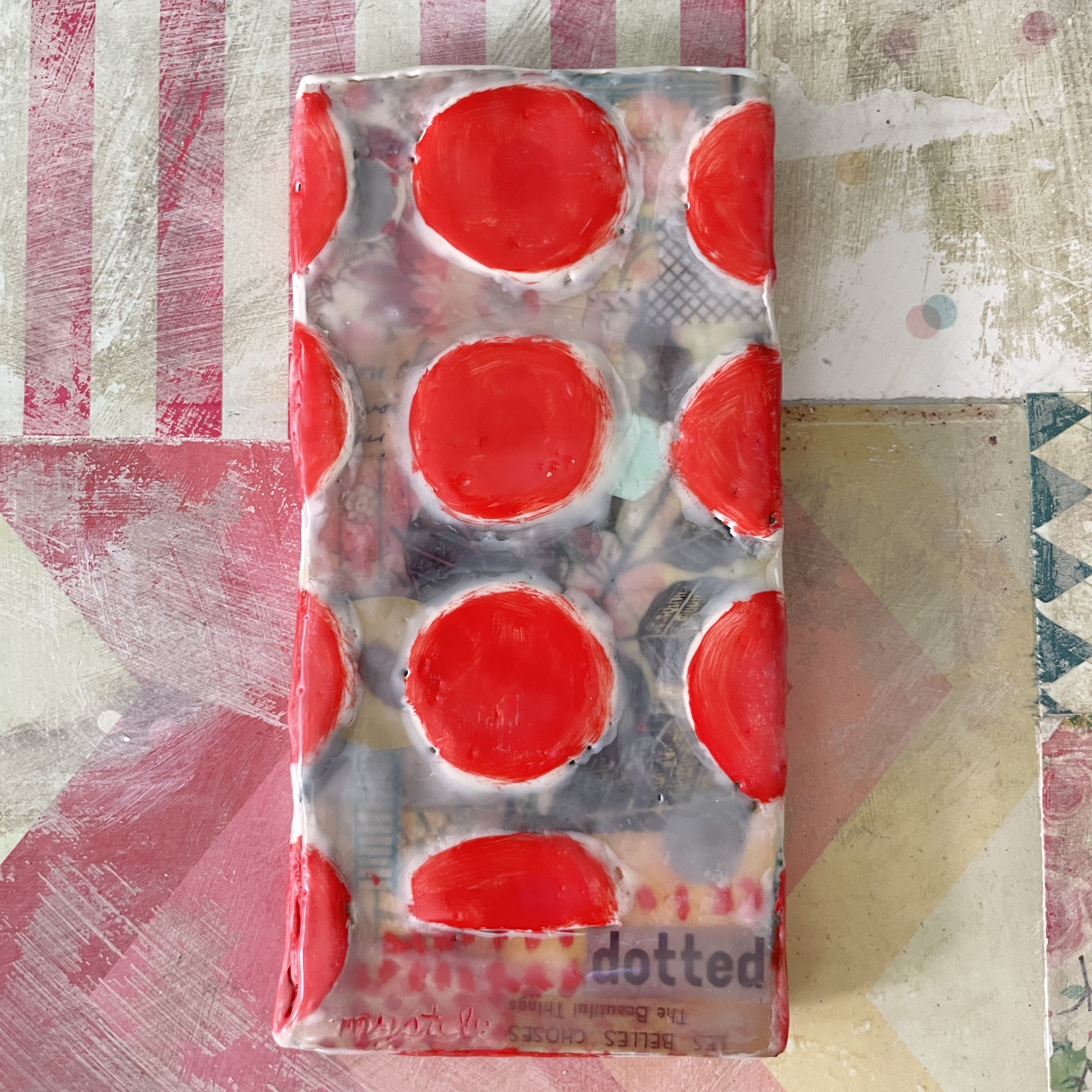 Dotted Encaustic Mixed Media Painting