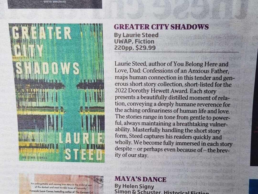 Well, this is a nice surprise! Greater City Shadows has made its way on to the notable books page of The Weekend Australian! Thanks to Cheryl Akle for the kind words add to Melinda Tognini for sending it through and here&rsquo;s to all of you who&rsq