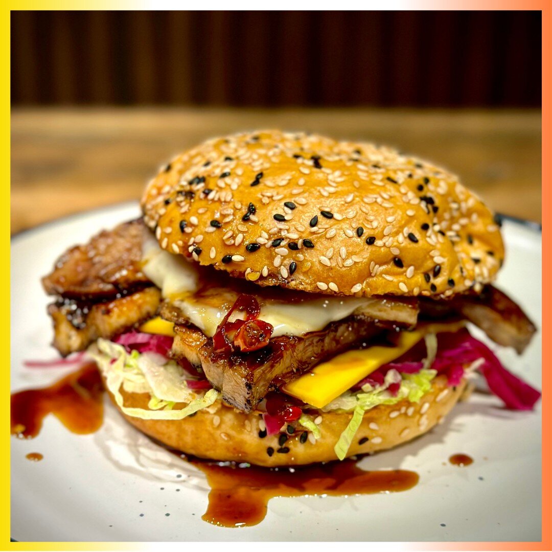 Introducing: STICKY BELLY BURGER
sticky &amp; spicy PORK belly, garlic aioli, pickled slaw, lettuce, jalape&ntilde;os served on a milk bun 🤩🤩

☎️ 0434 099 COW
📌 1 Military Road, Avondale Heights
⏰ 5 pm - 10 pm
🔻 www.HungryCow.com.au 

#HungryCowA