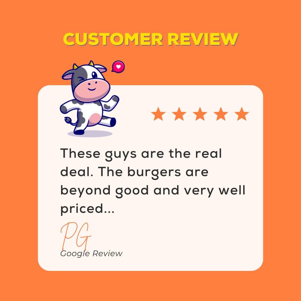 Every positive review and feedback helps support our small restaurant ❤️❤️

&quot;These guys are the real deal. The burgers are beyond good and very well priced.  Looking forward to returning to try the ribs soon.&quot;

#HungryCowAU
☎️ 0434 099 COW 