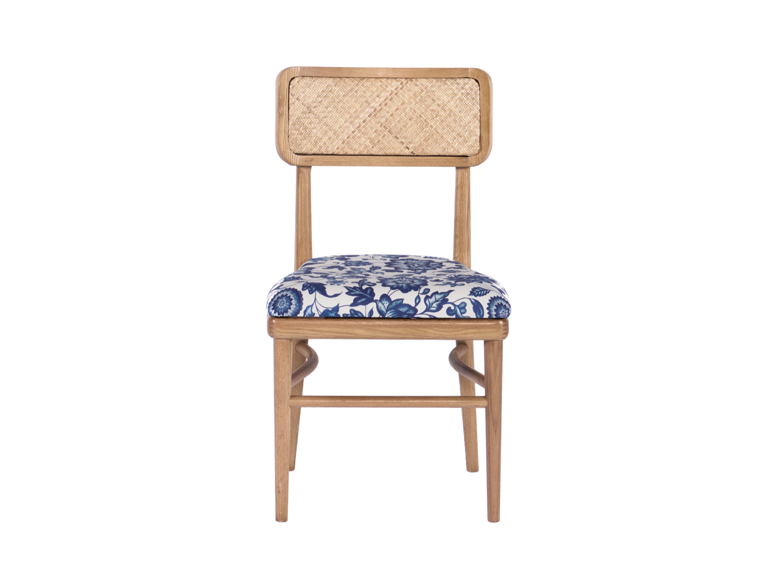 Ribbed Wood Chairs with Rattan + French Floral