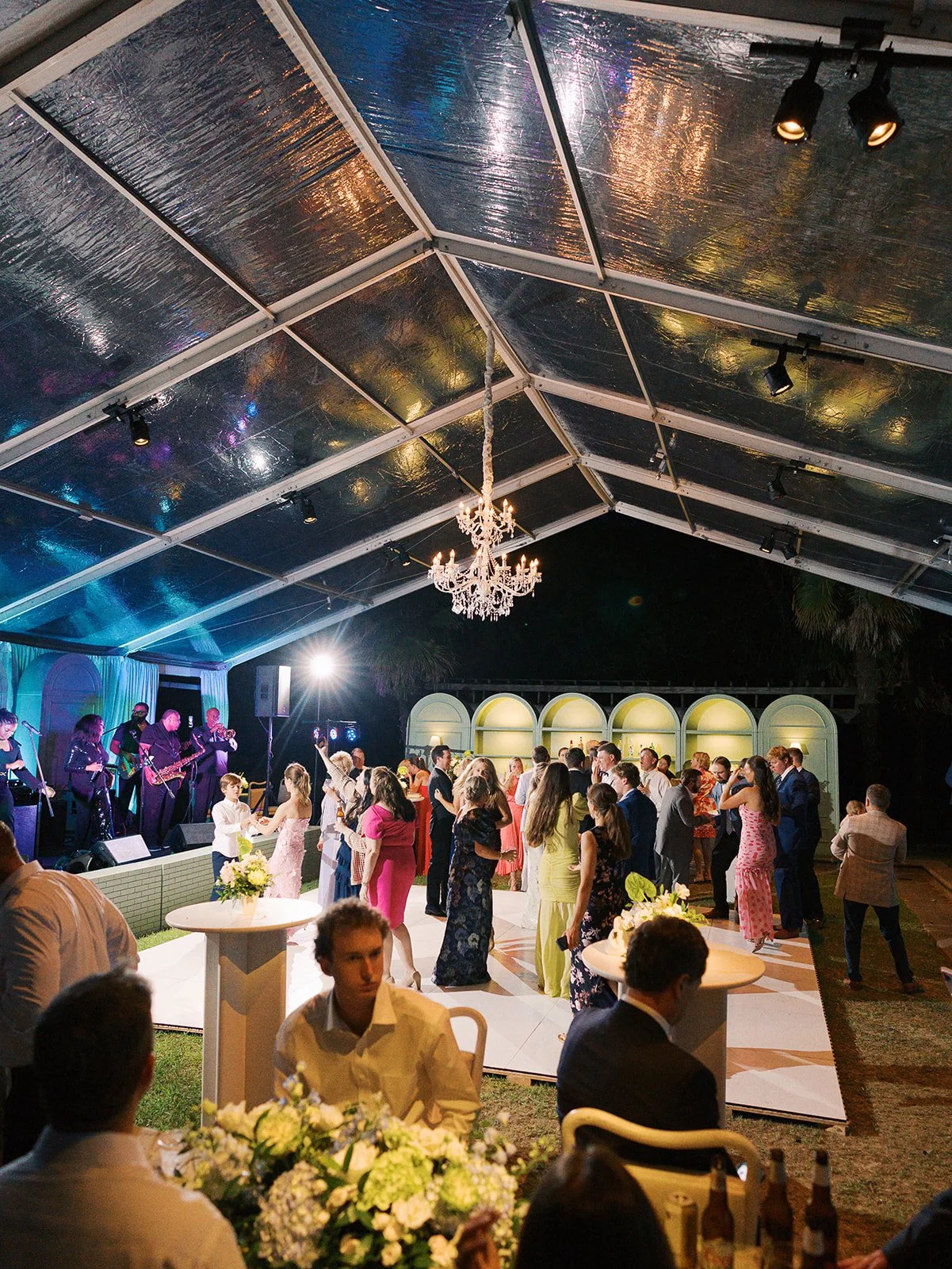 Guest enjoying a luxury wedding reception at Field and Forest in Mississippi. 