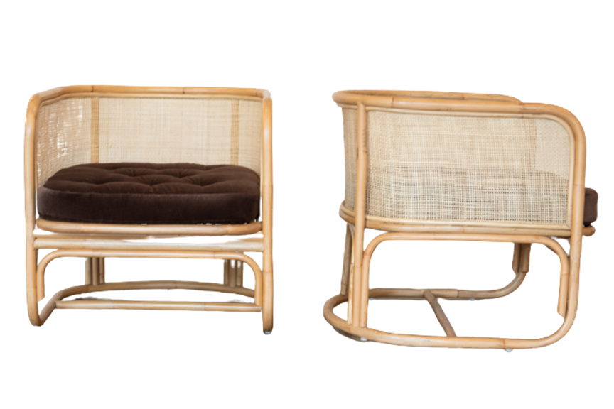 Malacca Chairs with Chocolate Cushions